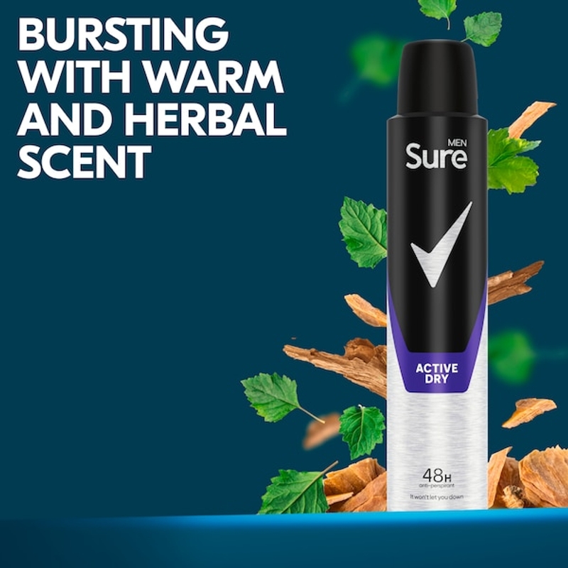 Sure men active dry product claim 