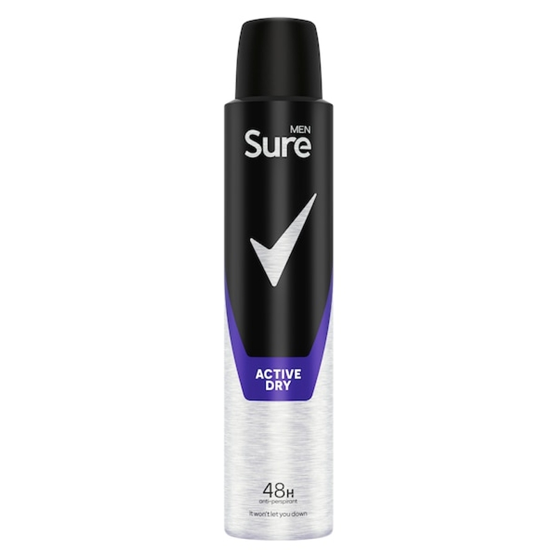 Sure men active dry antiperspirant deodorant front of pack